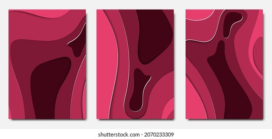 Set of  papercut banners, a4 3D paper. For work, posters, presentations, book covers, magazines, flyers, postcards, illustrations.