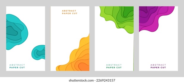 Conjunto de fondo de diseño de corte de papel con capa de solapamiento, fondo de papel 3D Vector