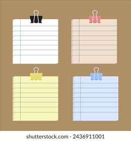 conjunto de papeles con clip de carpeta