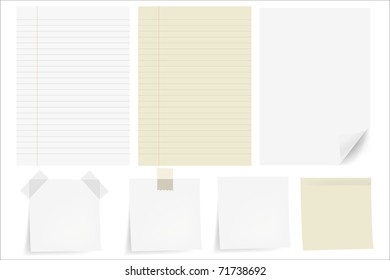 Set Papers, Isolated On White Background, Vector Illustration