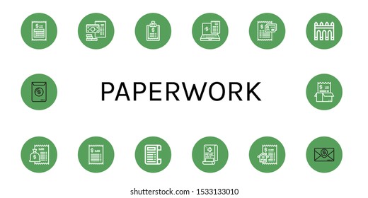Set of paperwork icons. Such as Bill, Aguas livres, Receipt, Medical report, Invoice , paperwork icons