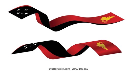 Conjunto de la cinta de la bandera de Guinea Nueva de Papúa en blanco aislado