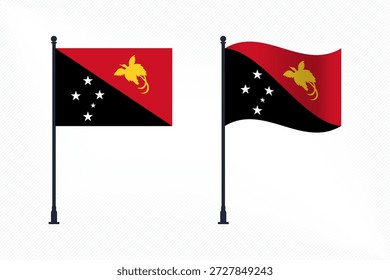 Conjunto de bandeiras de Papua Nova Guiné isolado para a celebração do Dia da Independência