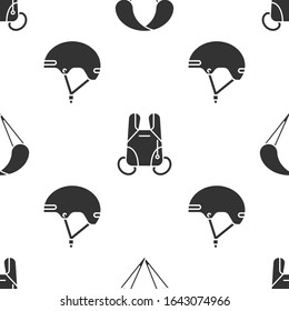 Set Parachute, Parachute and Helmet on seamless pattern. Vector