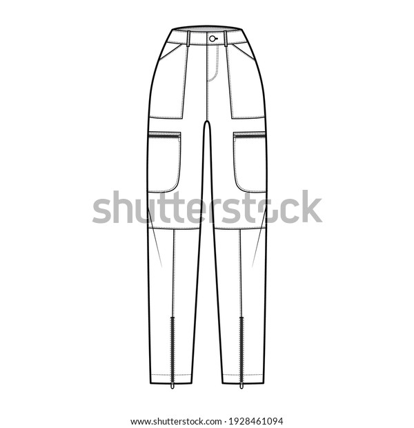 Set Parachute Pants Technical Fashion Illustration Stock Vector ...