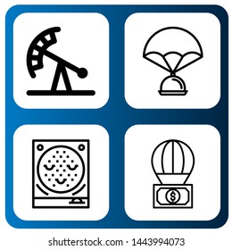 Set of parachuting icons such as Pendulum ride, Parachute, Pachinko , parachuting