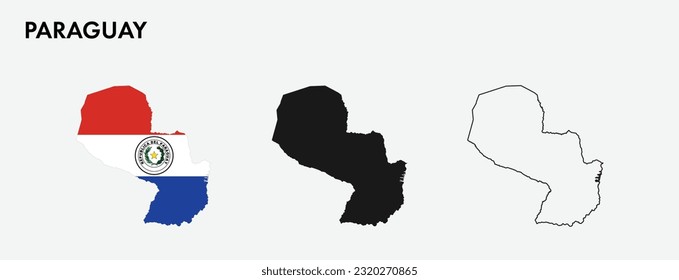 Set of Paraguay map isolated on white background, vector illustration design