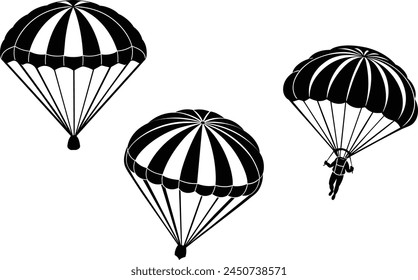 Set of Parasail silhouette vector illustration