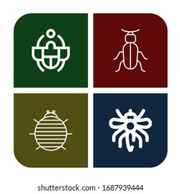 Set of parasitic icons. Such as Beetle, Woodlouse, Mosquito , parasitic icons