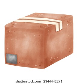 Set of parcel box drawings, watercolor style