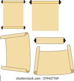 set of parchment scrolls on a white background