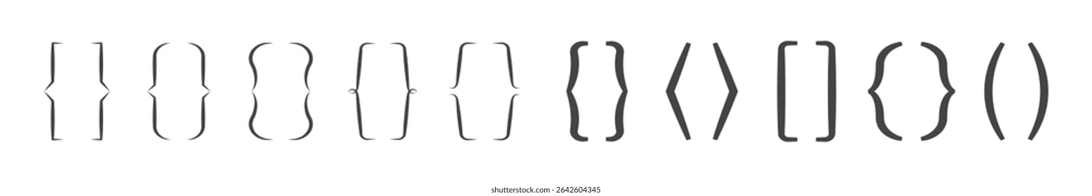 Set of Parenthesis Symbols. Bracket Icons. Vector illustration 