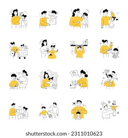 Set of Parenting Hand Drawn Illustrations 

