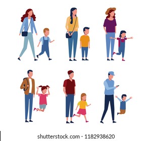 Set of parents and kids