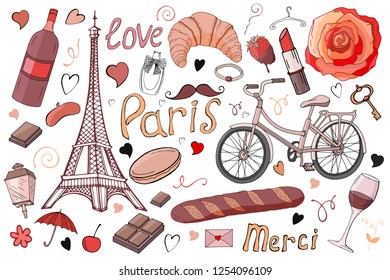 set of paris elements, vector illustration