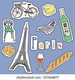 Set of Paris landmarks and icons