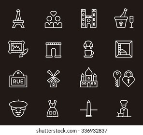 set of PARIS outline icons
