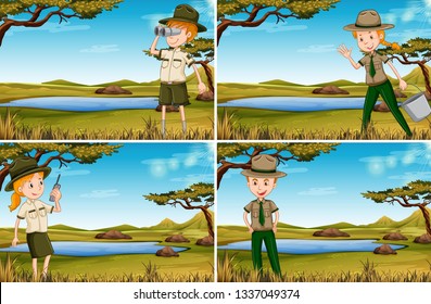 Set of park rangers illustration