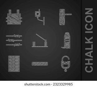 Set Parking car barrier, Password protection, Lock and key, Pepper spray, Server, Data, Web Hosting, Barbed wire, Door handle and Bulletproof vest icon. Vector