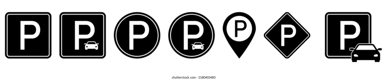 Set of parking icons. Parking graphic design. Symbol for website design, logo, app, UI. Vector illustration, EPS10