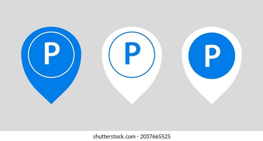 Set of parking icons in navigation Vector in flat design