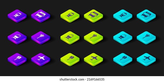 Set Parking, Plane, Train and railway, Road traffic signpost, Bus and  icon. Vector