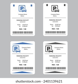 Set of parking tickets. Flat illustration, vector, icon.