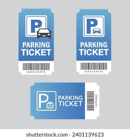 Set of parking tickets. Flat illustration, vector, icon.