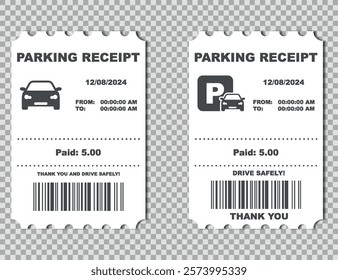 Set of Parking tickets. Flat illustration vector icon for web