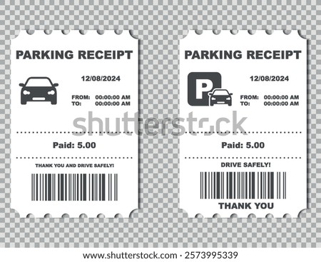 Set of Parking tickets. Flat illustration vector icon for web