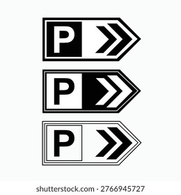 Set of parking lot vector icons. Parking icons