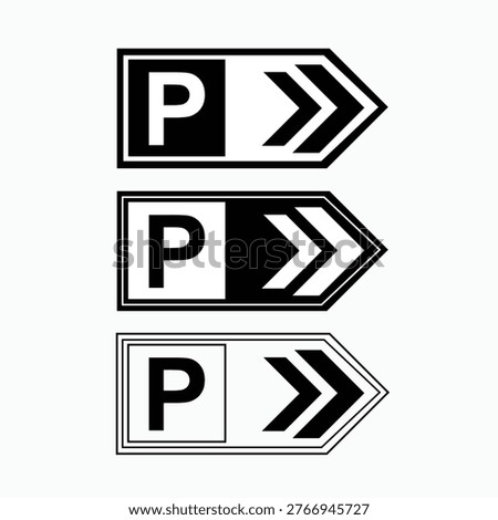 Set of parking lot vector icons. Parking icons
