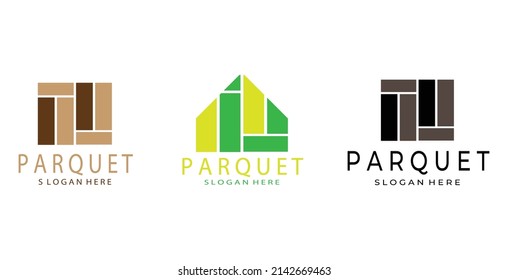 set of parquet logo vector illustration design , wooden parquet, ancient, old, retro