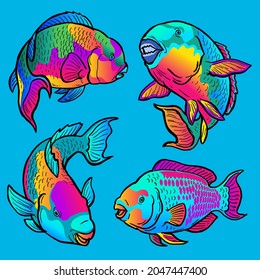 Set of Parrot fish for gamefish collection