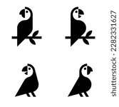 Set of Parrot Logo. Icon design. Template elements
