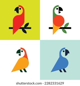 Set of Parrot Logo. Icon design. Template elements