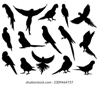 Satz von Roten Silhouette, fliegende Vögel, Vogelsymbole