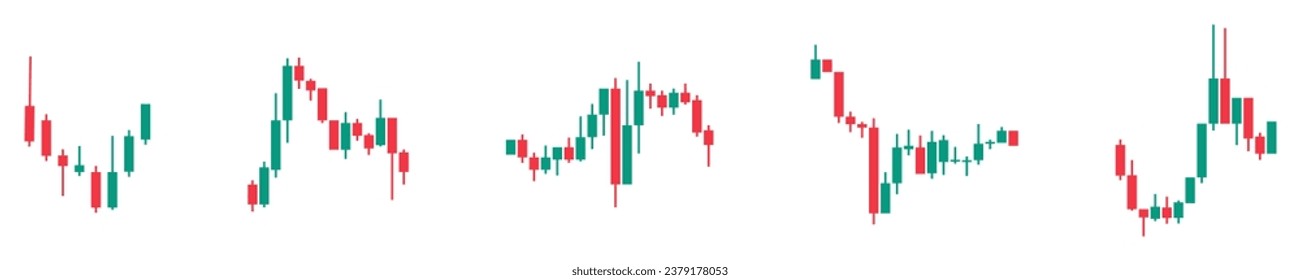 Conjunto de parte del gráfico de intercambio de candlestick. Ilustración del vector aislada en fondo blanco