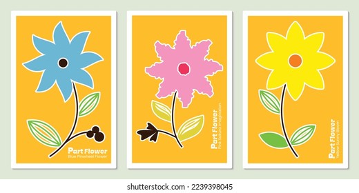 Set Part Flower Poster Three Flower