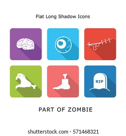 Set Part Of Zombie Flat Icons Web Designers Mobile U i Designers