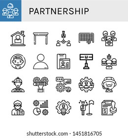 Set of partnership icons such as Team, User, Table, Collaboration, Goal, Man, People, Home team, Organization, Manager, Developer, Skills, Coach, Broker, Management , partnership