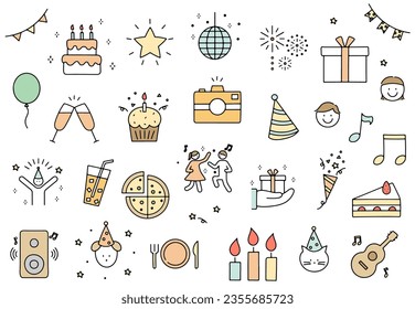Conjunto de doodle partidista, ilustración vectorial colorida	
