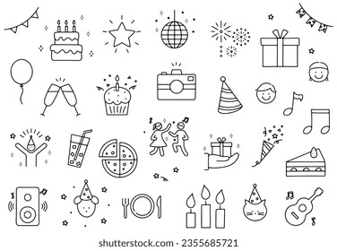 Set of party doodle, vector illustration	