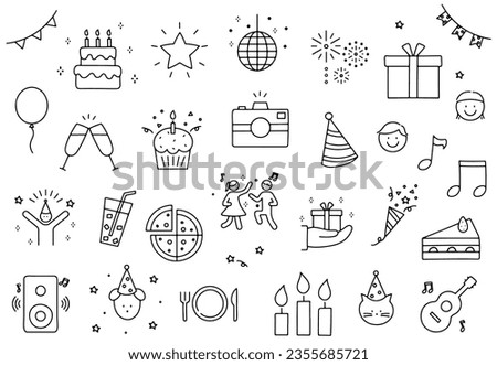 Set of party doodle, vector illustration	