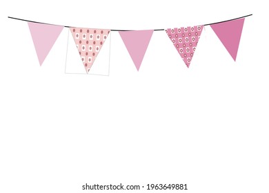 Set of  Party flags for decorations of invitations,greeting card etc, bunting flags. Isolate on white background. Copy space for your text.for girls birthday .