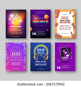 Set Of Party Flyer Or Invitation Card Design For Advertising.