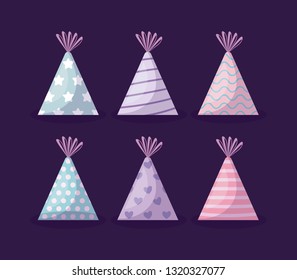 set of party hats decorative icons