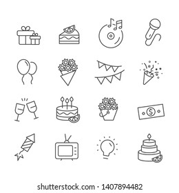 Set of party icon. Birthday party concept isolated on white background