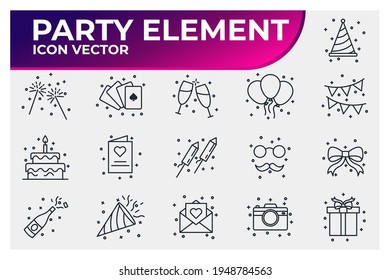 Set of Party icon. Party Festival pack symbol template for graphic and web design collection logo vector illustration