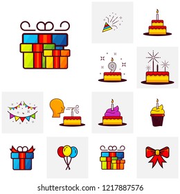 set of Party icon template vector. Celebration vector illustration. Thin line icons for party